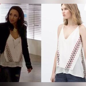 ZARA Worn on Tv bloggers fav FLOWY tank aztec sz m